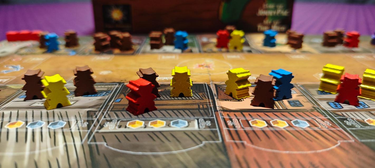 A Fistful of Meeples on the table, photo by onyxo