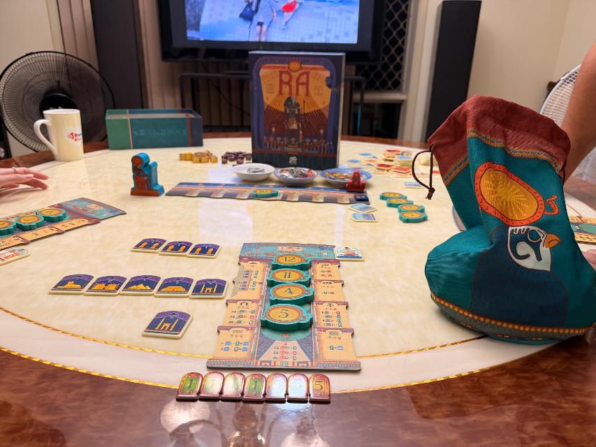 Ra: Sun God Edition on the table, photo by Paige
