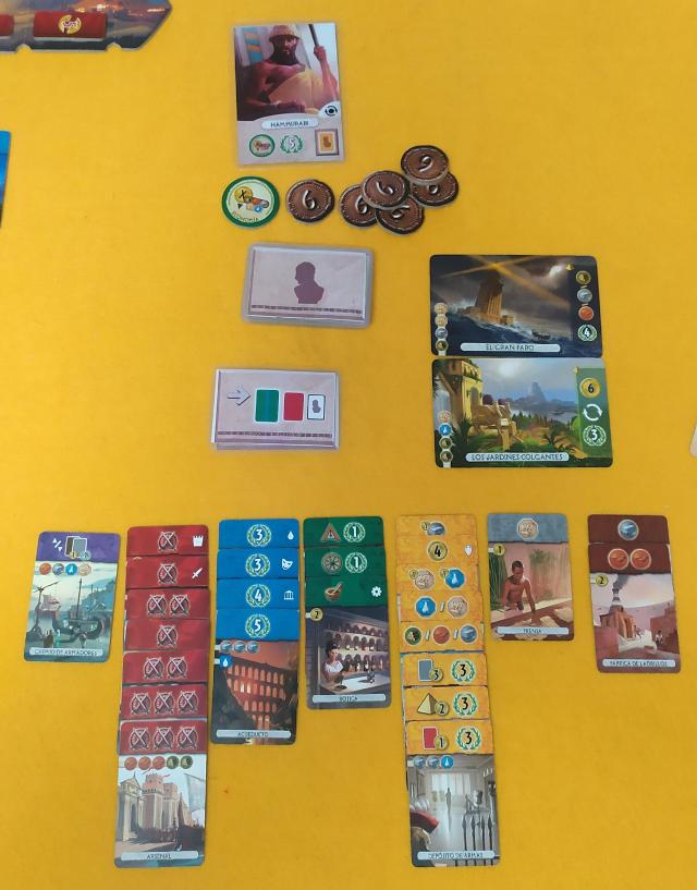 7 Wonders Duel op tafel, foto van Daniel