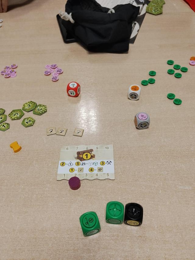 Dice Realms on the table, photo by Amy