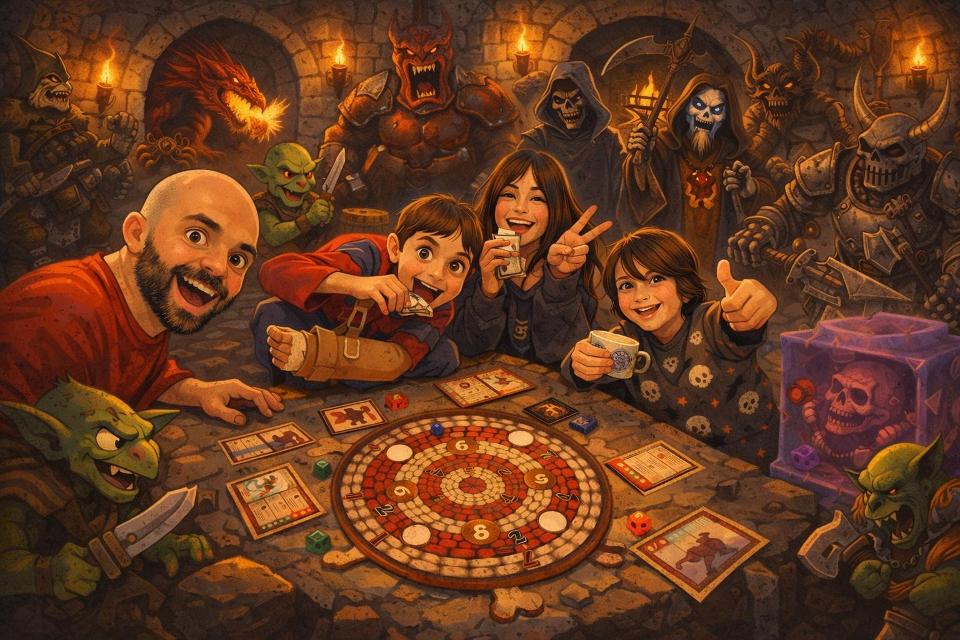 Dungeon Fighter: Second Edition on the table, photo by Artur Rodríguez Coma