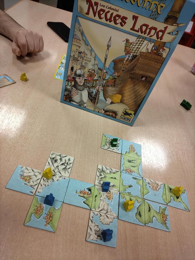 Carcassonne: The Discovery on the table, photo by Amy